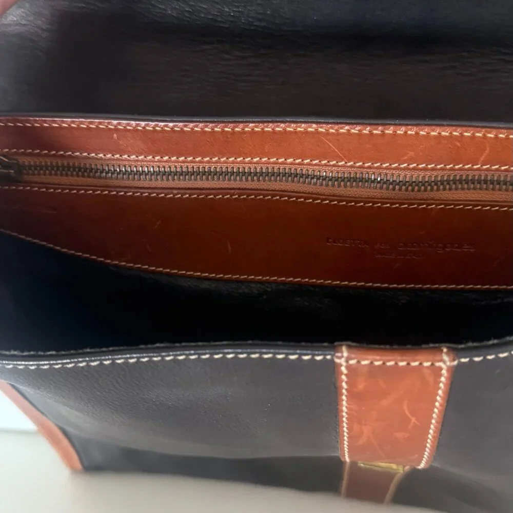 VINTAGE CLOETTA FOR BLOOMINGDALES LEATHER DOCUMENT CASE BRIEFCASE TWO TONE